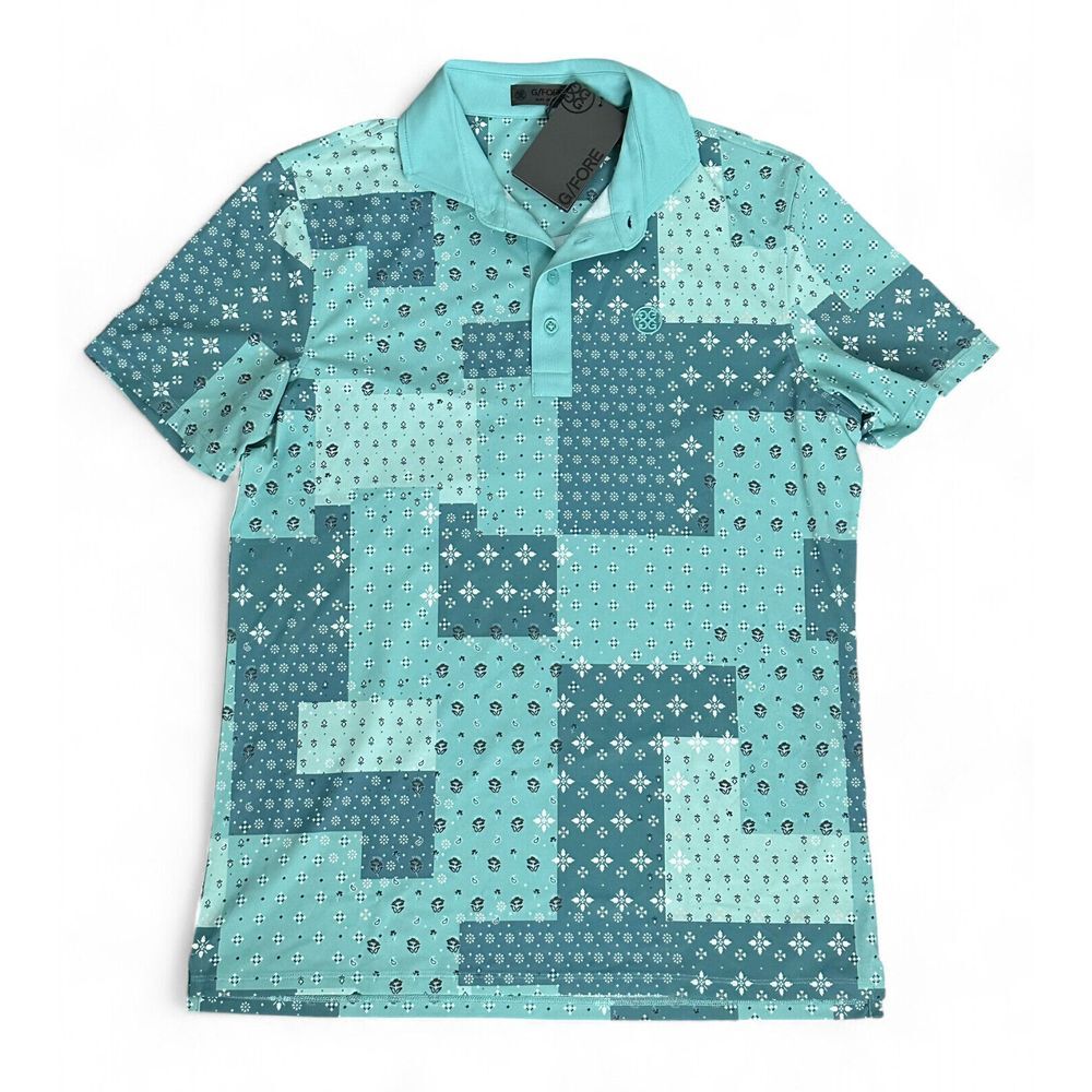 NWT G Fore Golf Polo Teal Boro Patch‎ Tech Pique G/Fore Performance Shirt Size M
